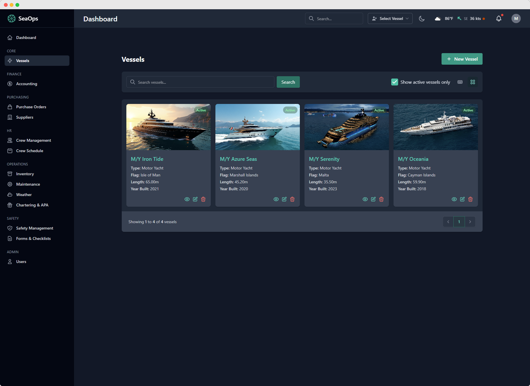Fleet management dashboard